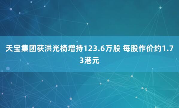 天宝集团获洪光椅增持123.6万股 每股作价约1.73港元