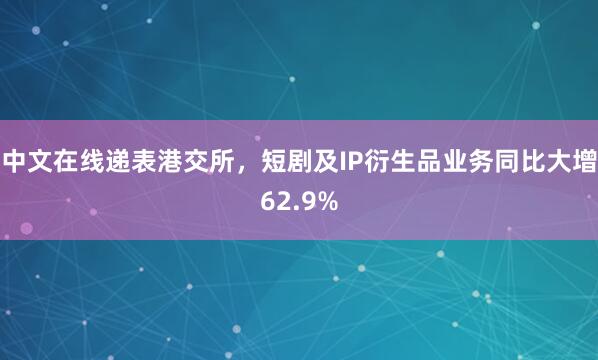 中文在线递表港交所,短剧及IP衍生品业务同比大增62.9%