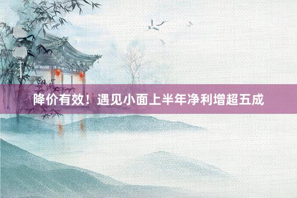 降价有效！遇见小面上半年净利增超五成