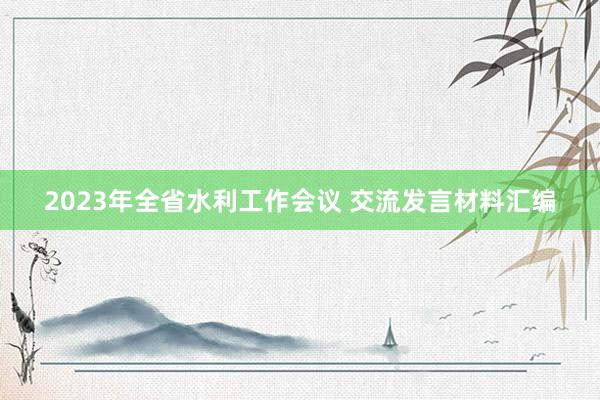 2023年全省水利工作会议 交流发言材料汇编