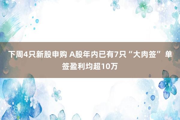 下周4只新股申购 A股年内已有7只“大肉签” 单签盈利均超10万