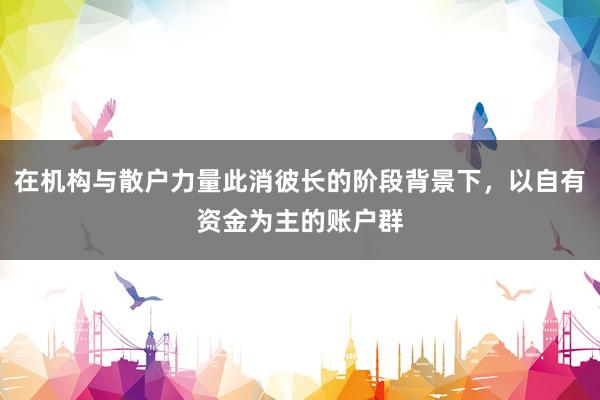 在机构与散户力量此消彼长的阶段背景下，以自有资金为主的账户群