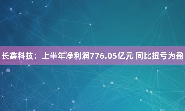 长鑫科技:上半年净利润776.05亿元 同比扭亏为盈