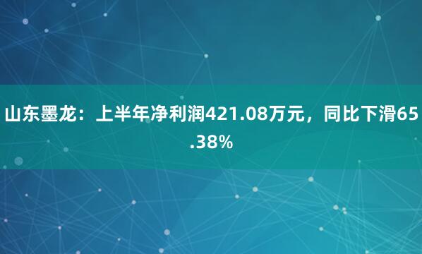 山东墨龙：上半年净利润421.08万元，同比下滑65.38%