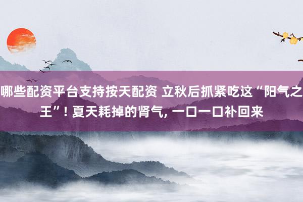 哪些配资平台支持按天配资 立秋后抓紧吃这“阳气之王”! 夏天耗掉的肾气, 一口一口补回来