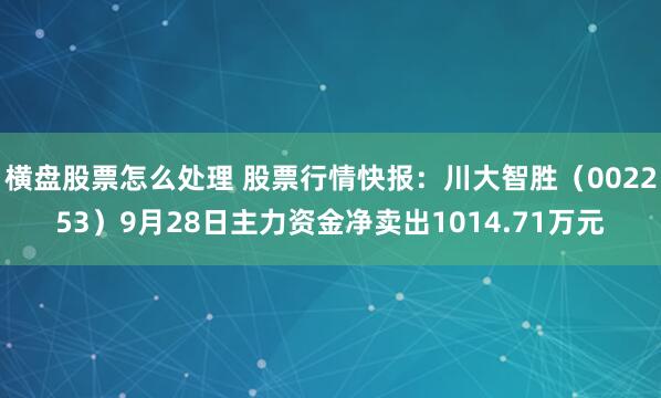 横盘股票怎么处理 股票行情快报：川大智胜（002253）9月28日主力资金净卖出1014.71万元